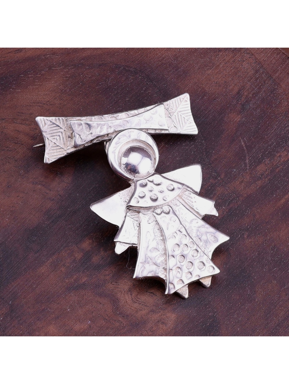 Evergreen Angel 2005 Elizabeth Sterling Silver Brooch Pin Hand Cast Colorado